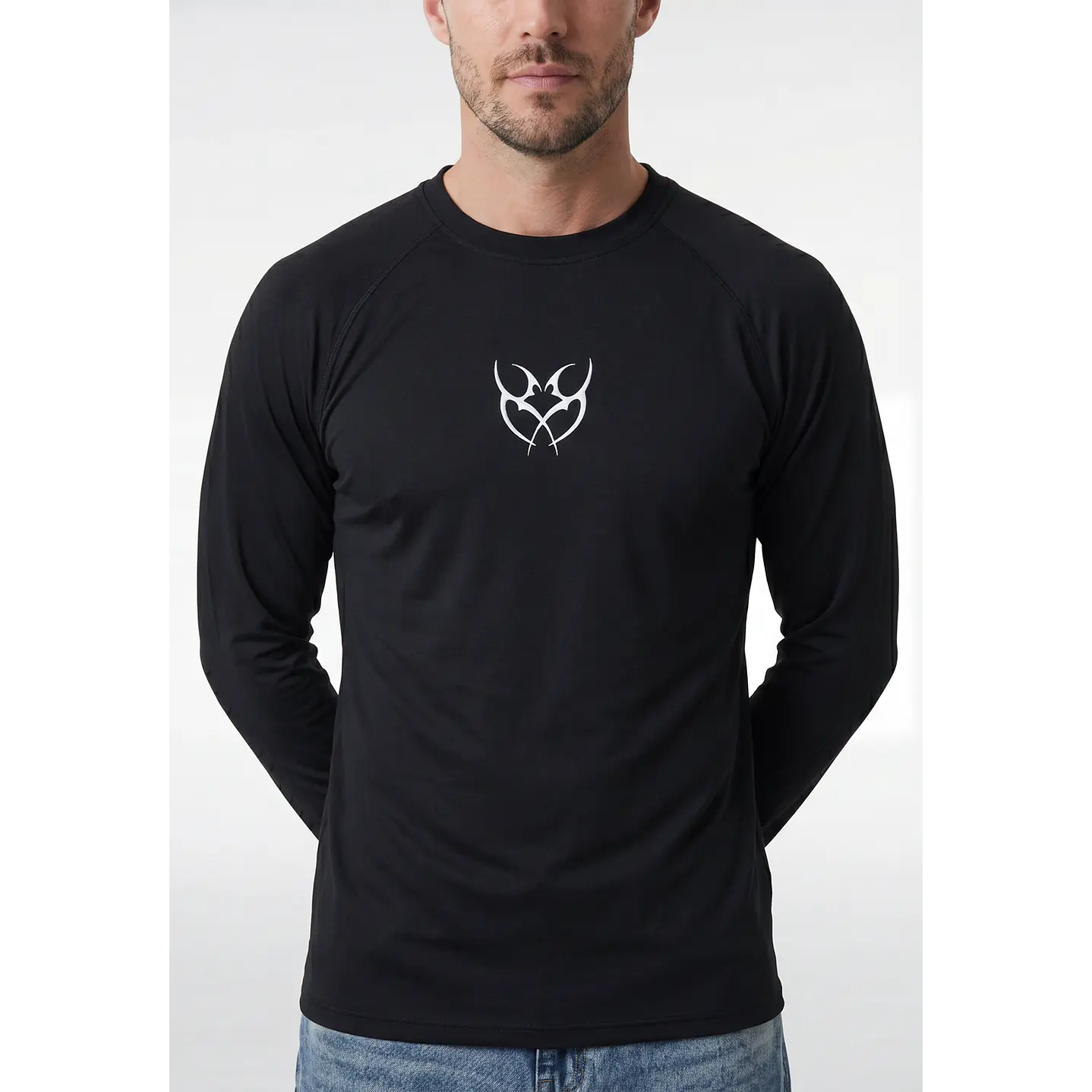 Polera Deportiva Termica Hombre Manga Larga Negro 2