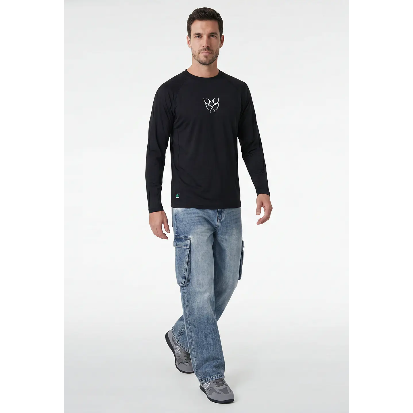 Polera Deportiva Termica Hombre Manga Larga Negro 4