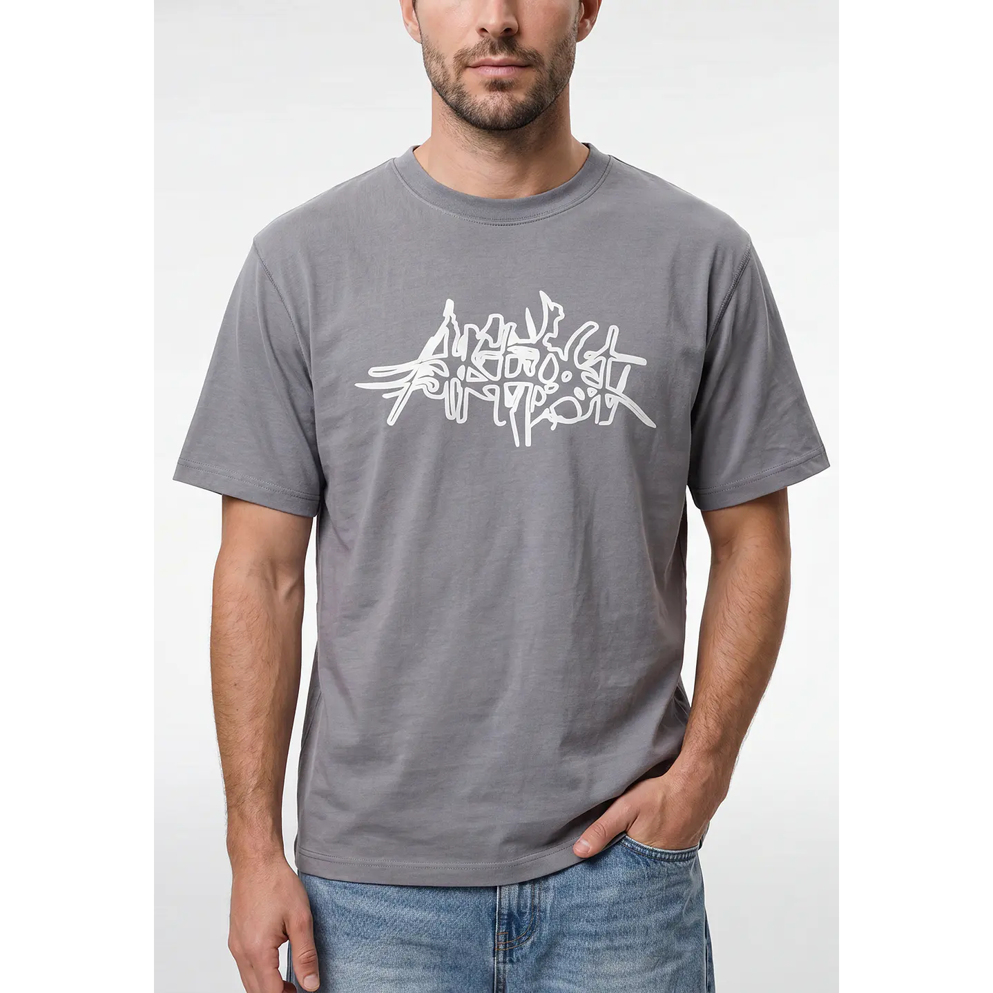 Polera Gothic Relaxed Hombre Gris 4