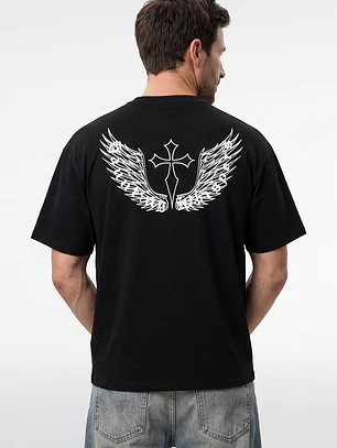 Polera Alas Oversize Hombre Negro