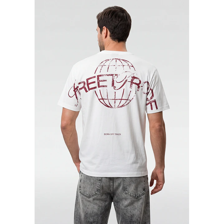 Polera Oriental Relaxed Hombre Blanco 3