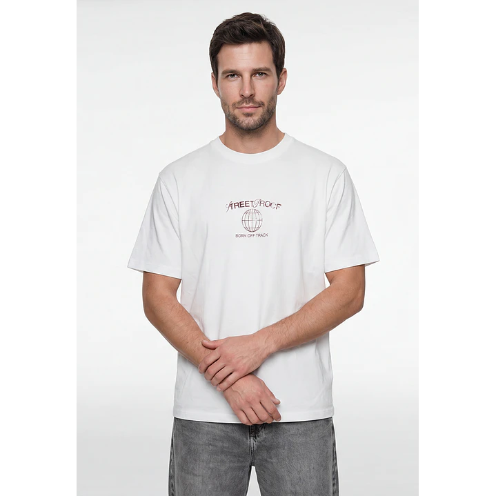 Polera Oriental Relaxed Hombre Blanco 1