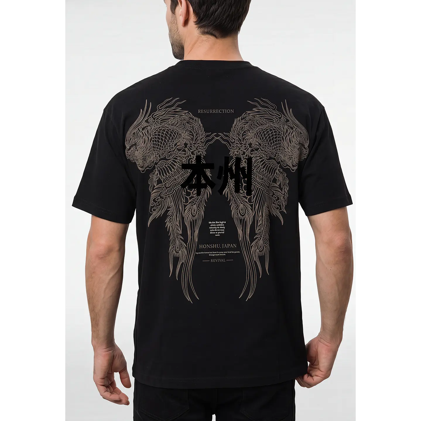 Polera Dragons Relaxed Hombre Negro 3