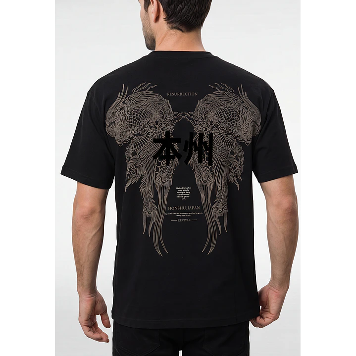Polera Dragons Relaxed Hombre Negro 3