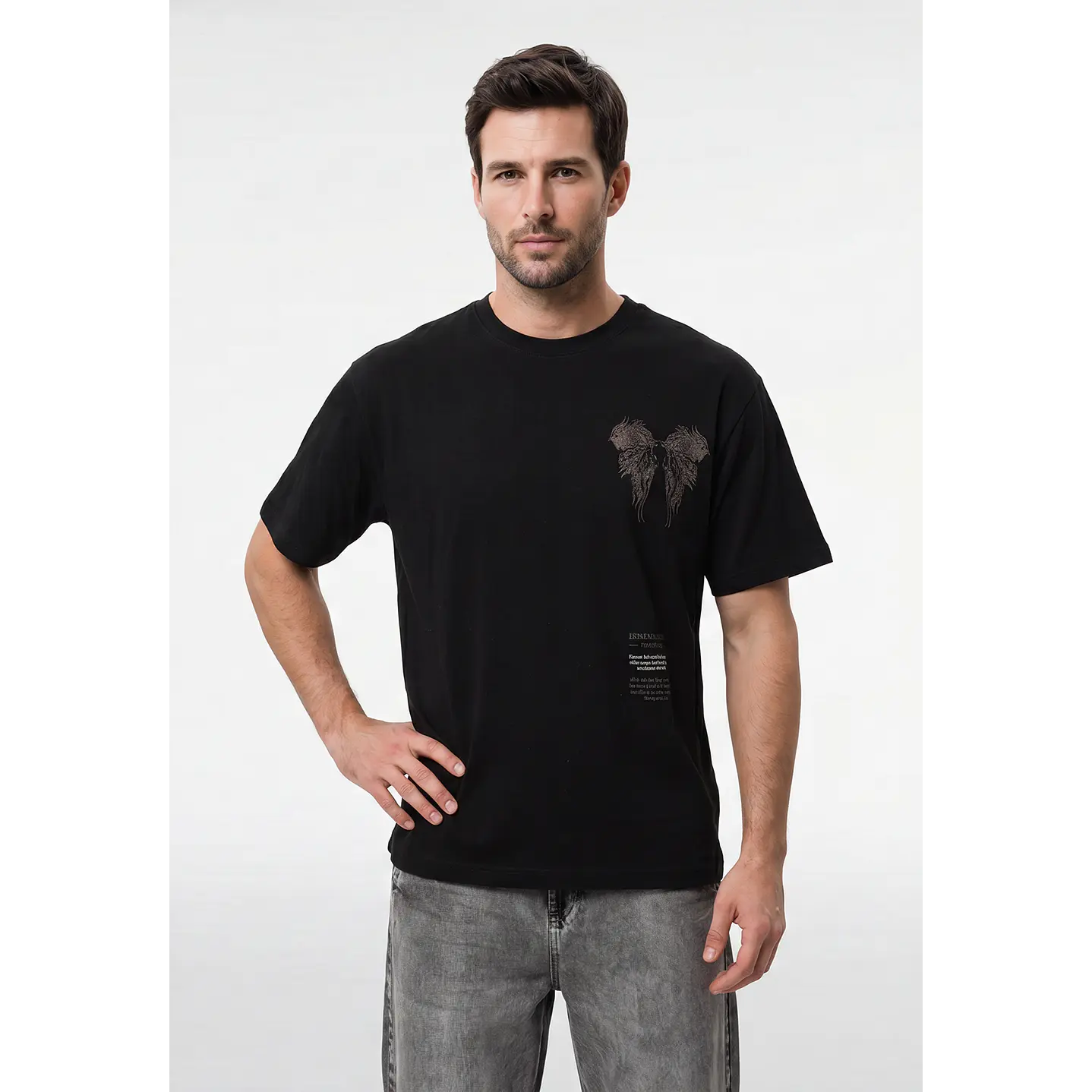 Polera Dragons Relaxed Hombre Negro 1