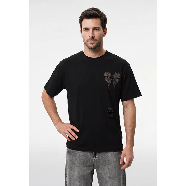 Polera Dragons Relaxed Hombre Negro 1