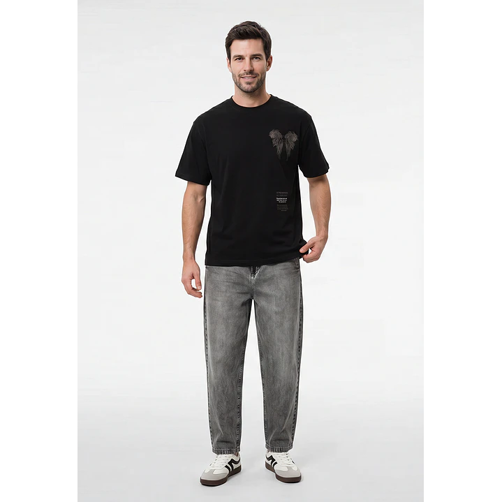 Polera Dragons Relaxed Hombre Negro 4