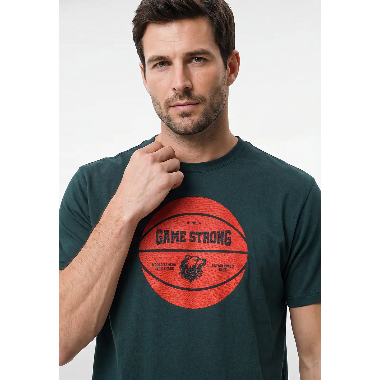 Polera Relieve 3D Regular Hombre Verde 2
