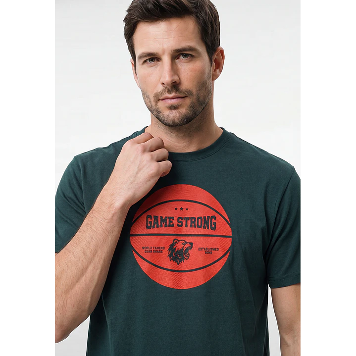Polera Relieve 3D Regular Hombre Verde 2