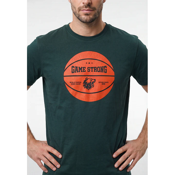 Polera Relieve 3D Regular Hombre Verde 1