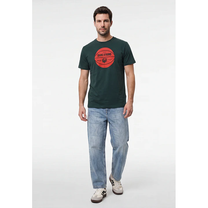 Polera Relieve 3D Regular Hombre Verde 4