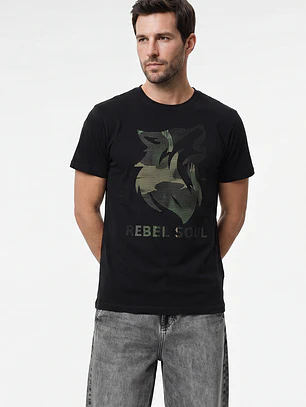Polera Relieve 3D Regular Hombre Negro