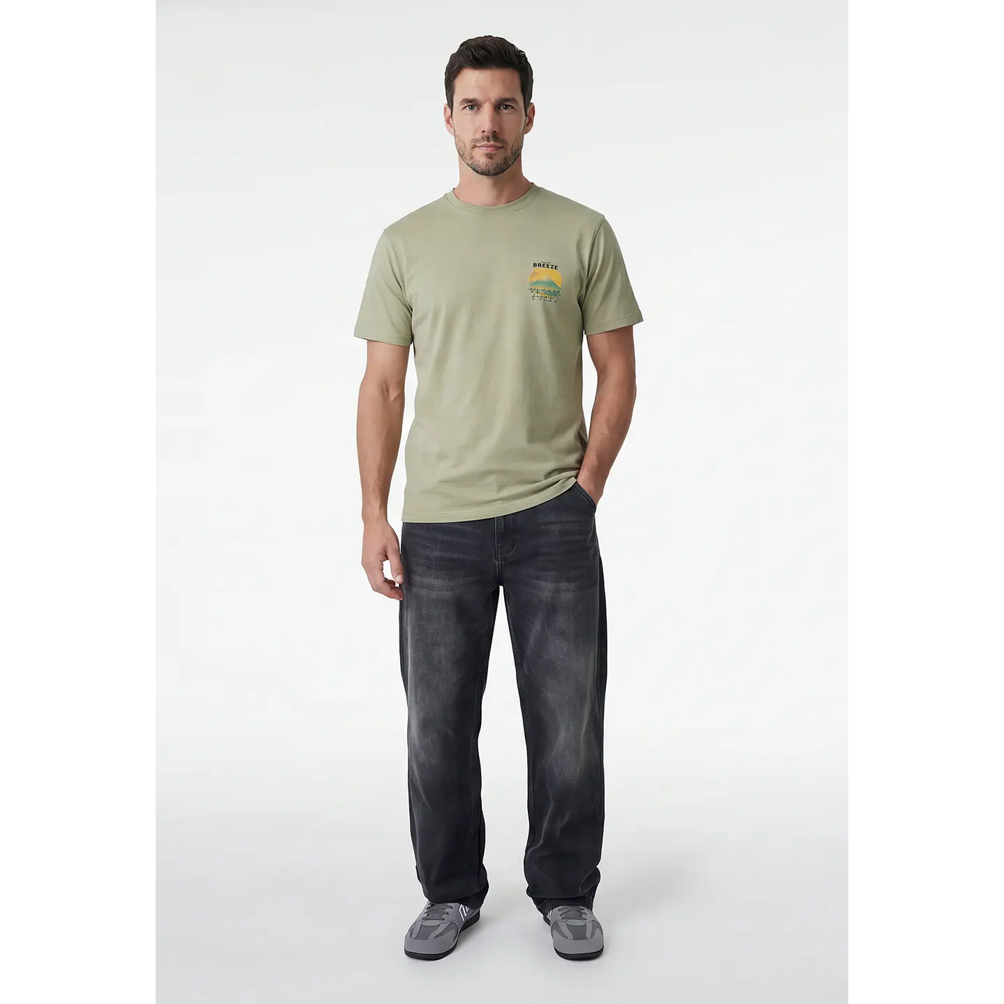 Polera Regular Hombre Verde 3