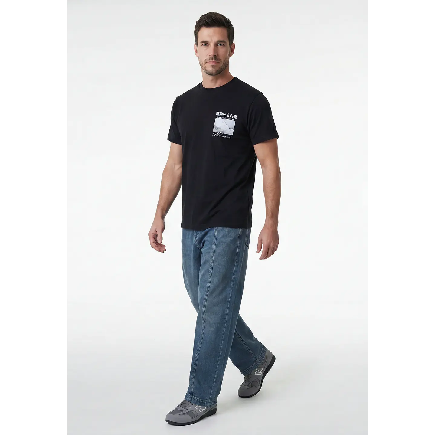 Polera Regular Hombre Negro 4