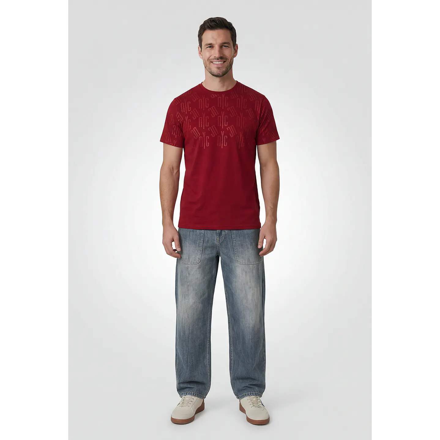 Polera Letras Regular Hombre Rojo 4