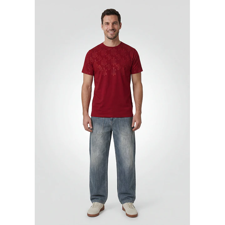 Polera Letras Regular Hombre Rojo 4