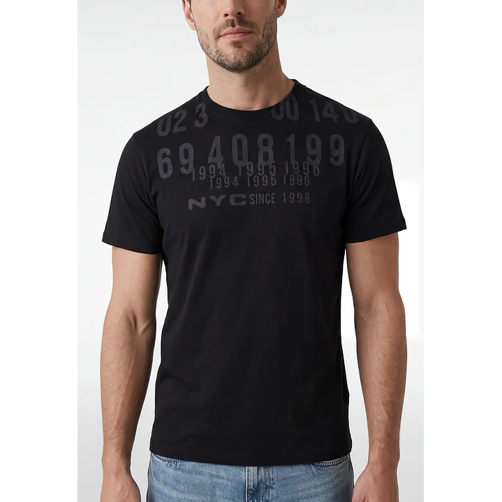 Polera Letras Regular Hombre Negro 2