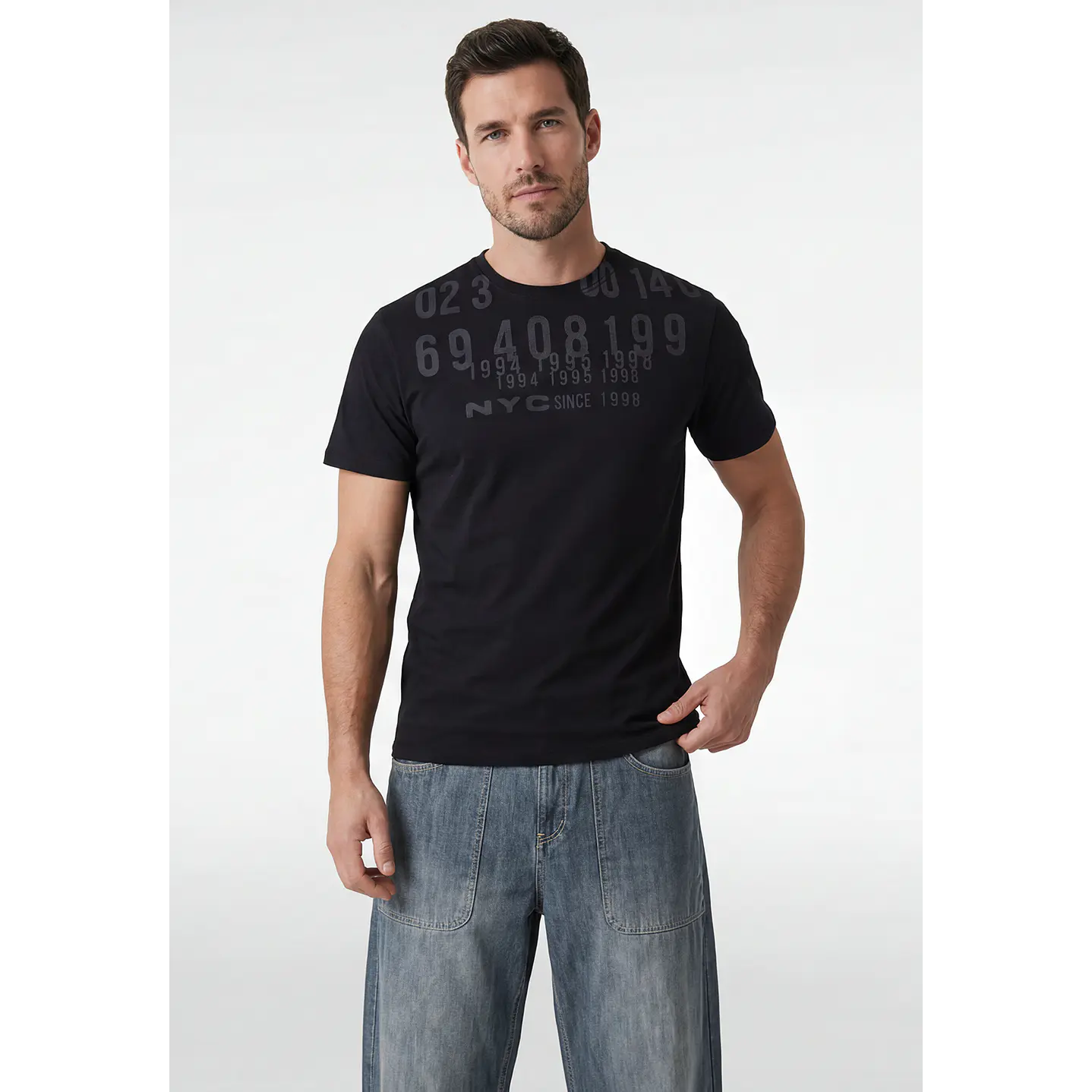 Polera Letras Regular Hombre Negro 1