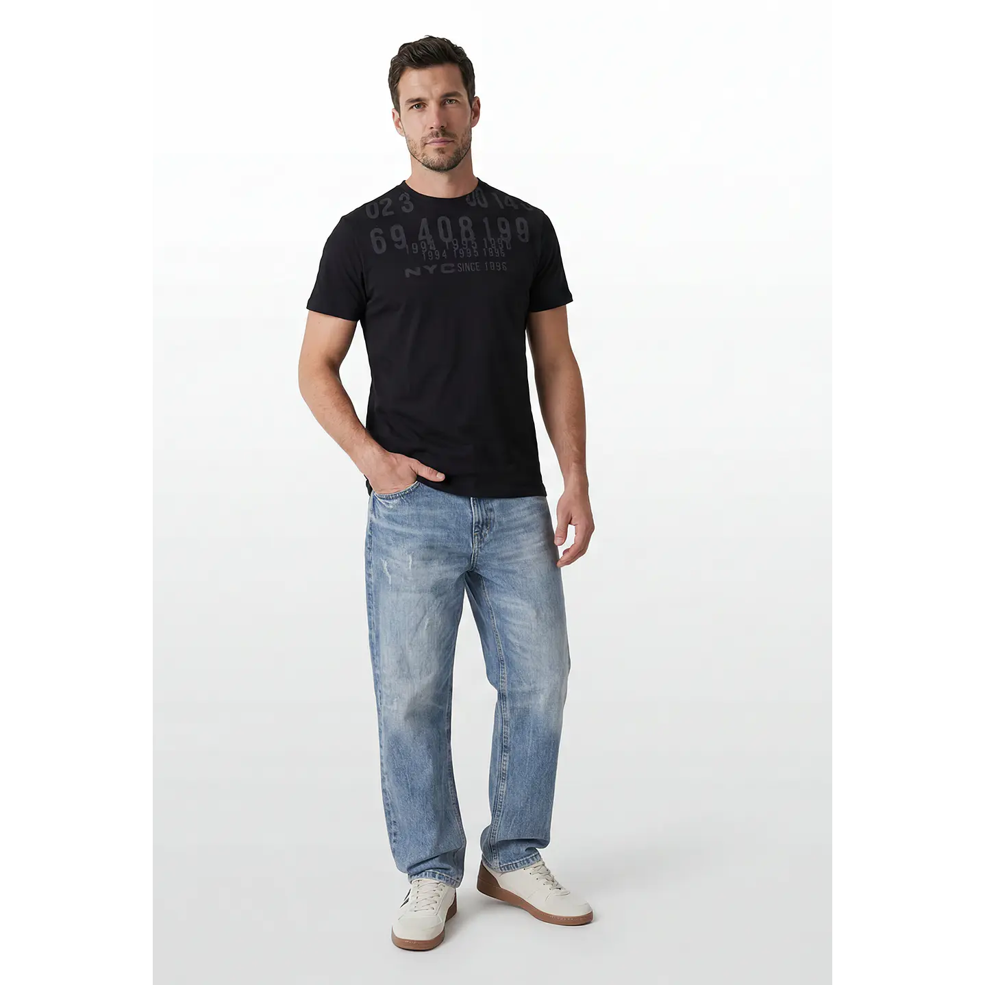 Polera Letras Regular Hombre Negro 4