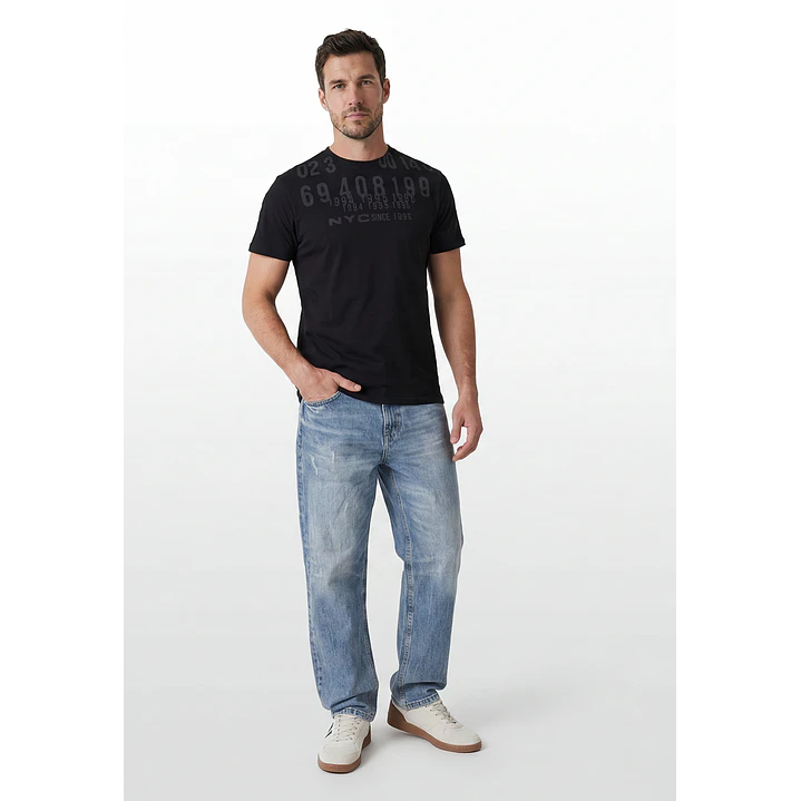 Polera Letras Regular Hombre Negro 4