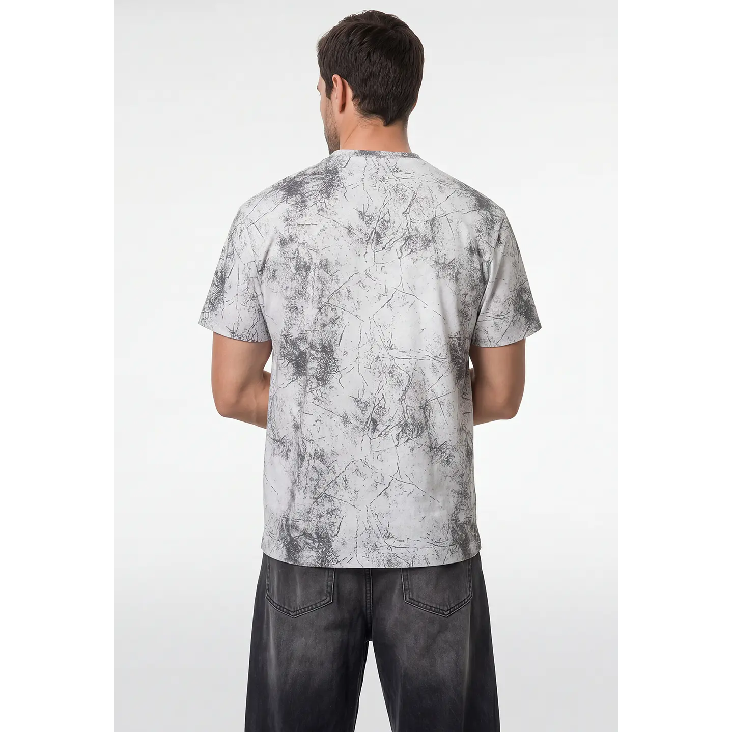 Polera Relieve 3D Relaxed Hombre Gris 3