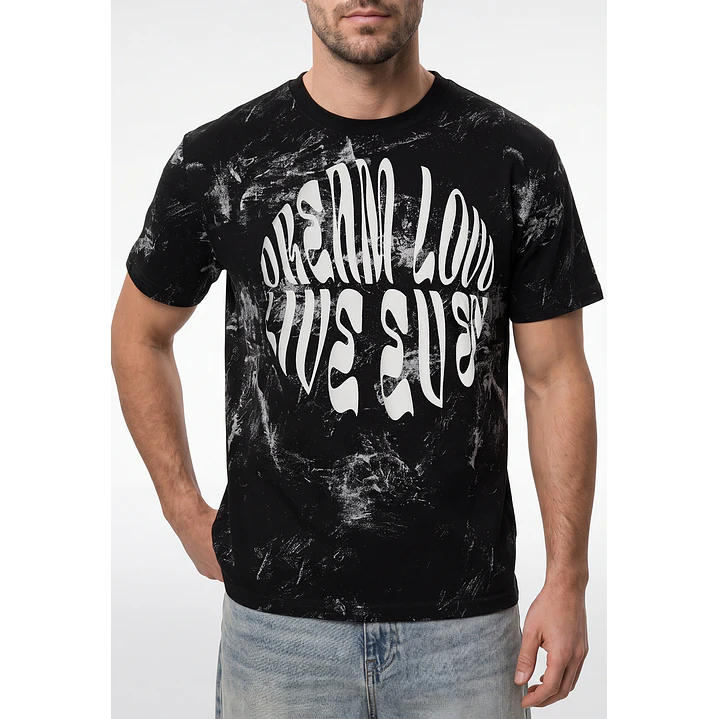 Polera Relieve 3D Relaxed Hombre Negro 2