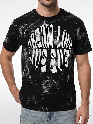 Polera Relieve 3D Relaxed Hombre Negro