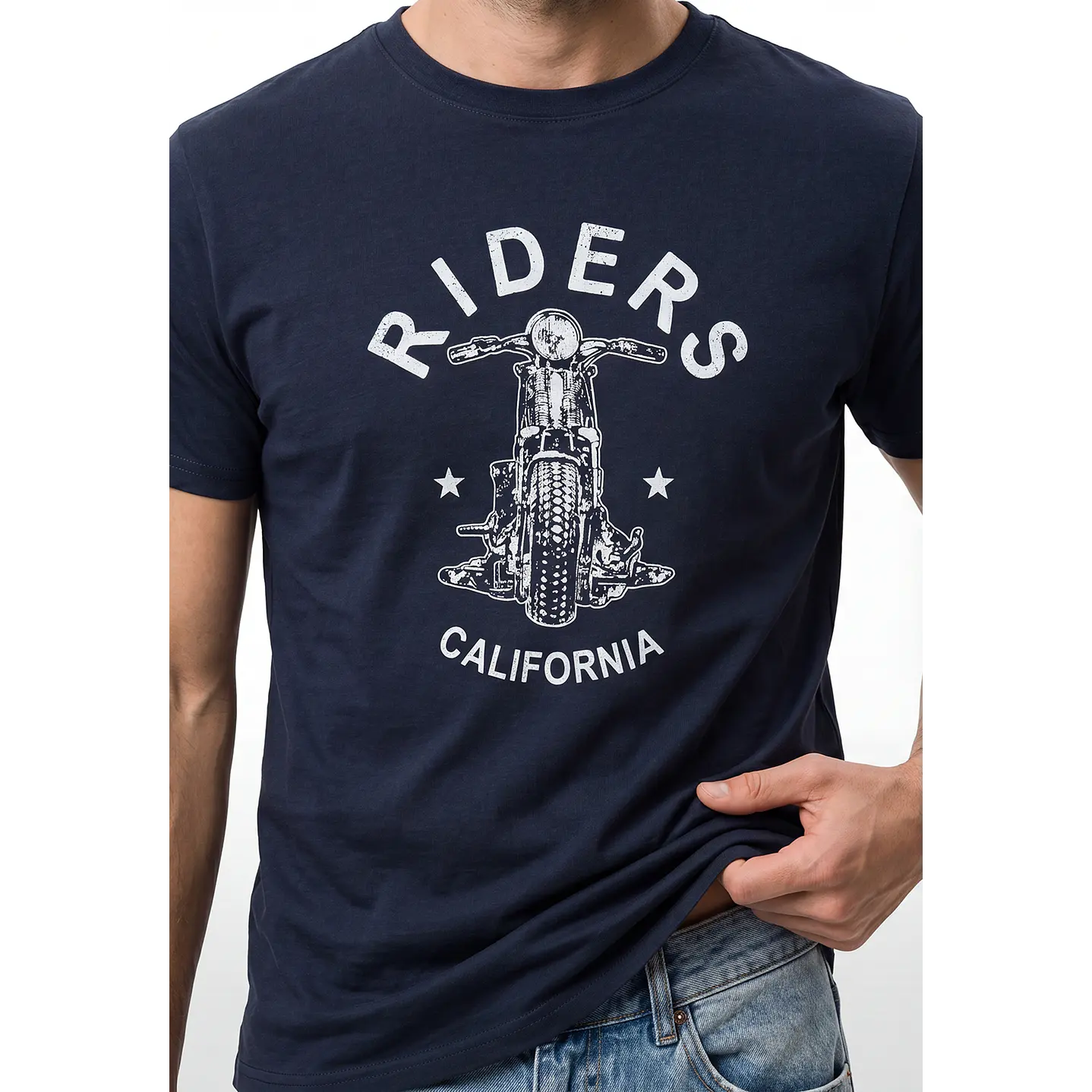 Polera Básica Hombre Azul 3