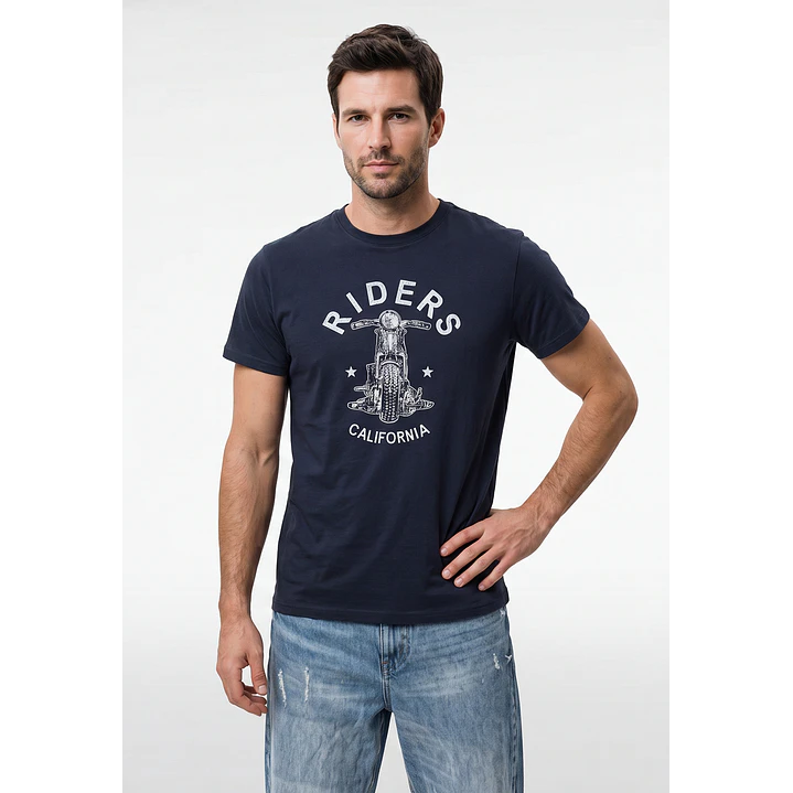 Polera Básica Hombre Azul 1
