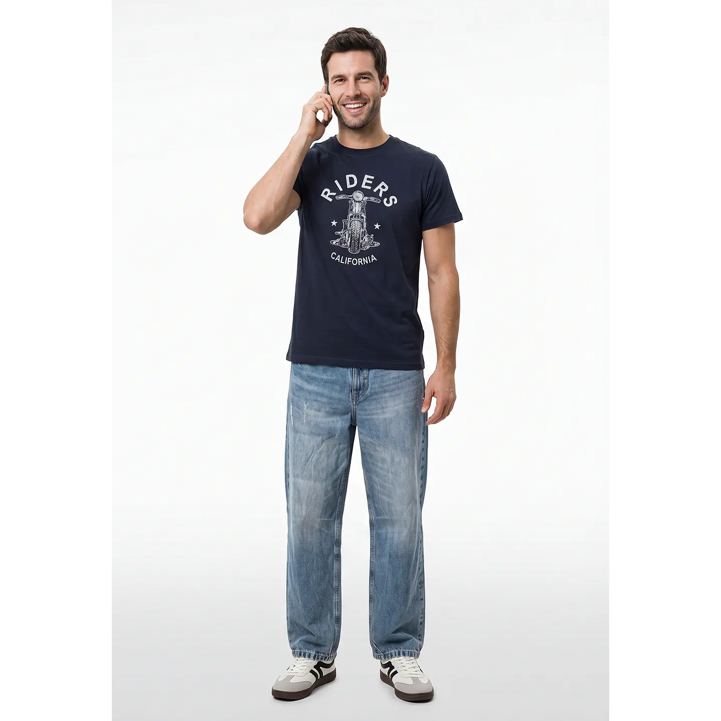 Polera Básica Hombre Azul 4