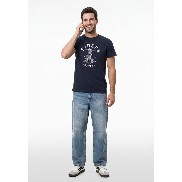 Polera Básica Hombre Azul 4