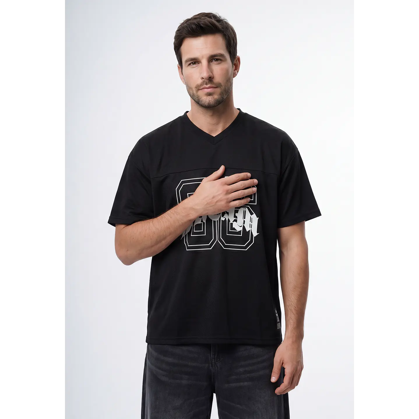 Polera Letras Hombre Negro 1