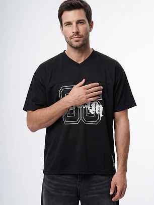 Polera Letras Hombre Negro