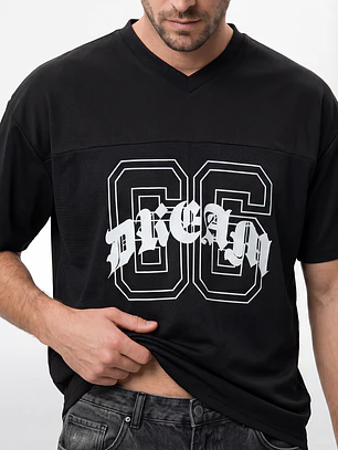 Polera Letras Hombre Negro
