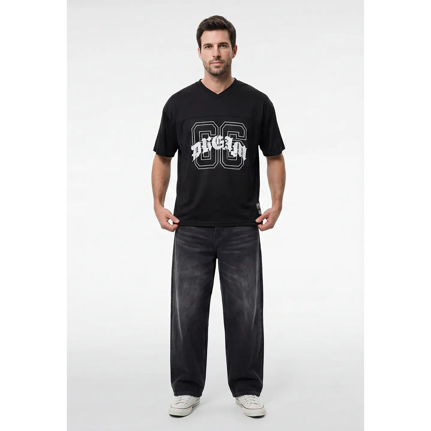 Polera Letras Hombre Negro 4