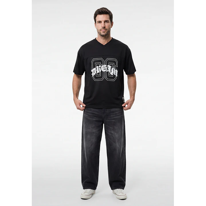 Polera Letras Hombre Negro 4