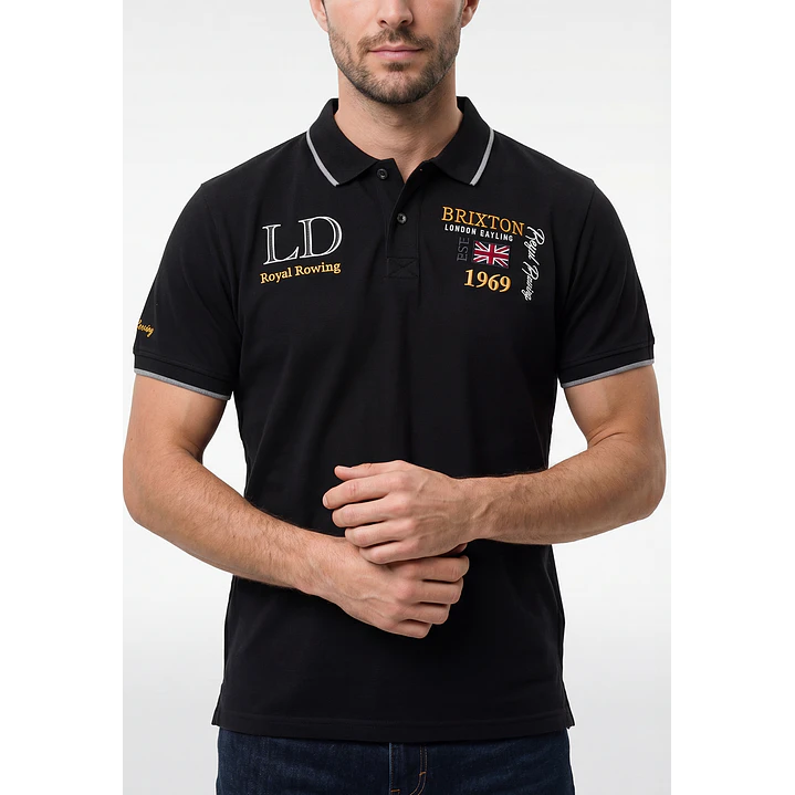 Polera Pique London Hombre Negro 2