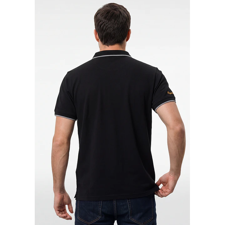 Polera Pique London Hombre Negro 3