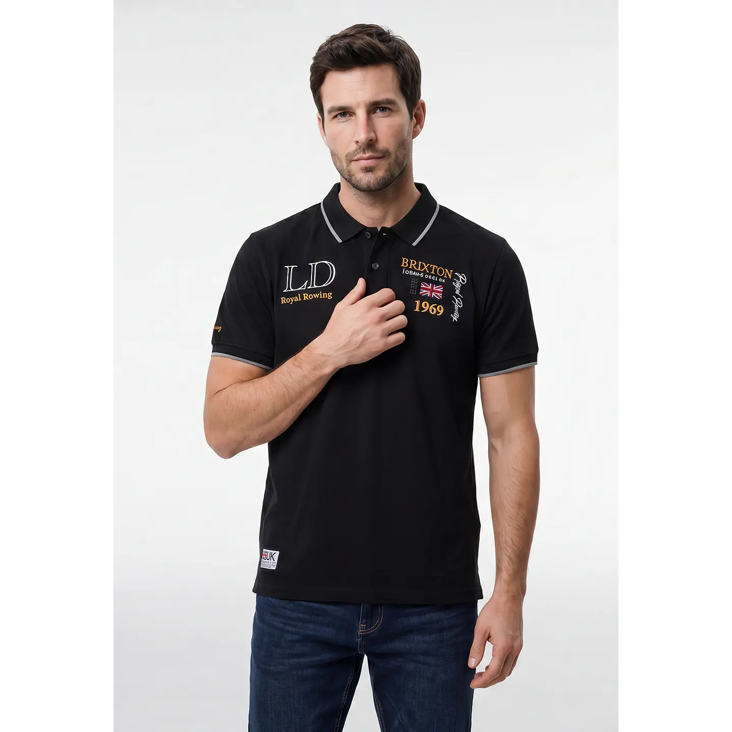 Polera Pique London Hombre Negro 1