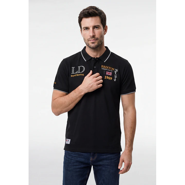 Polera Pique London Hombre Negro 1