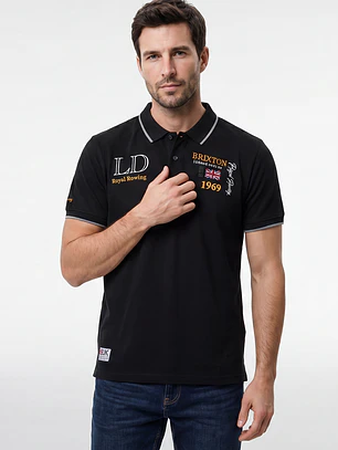 Polera Pique London Hombre Negro