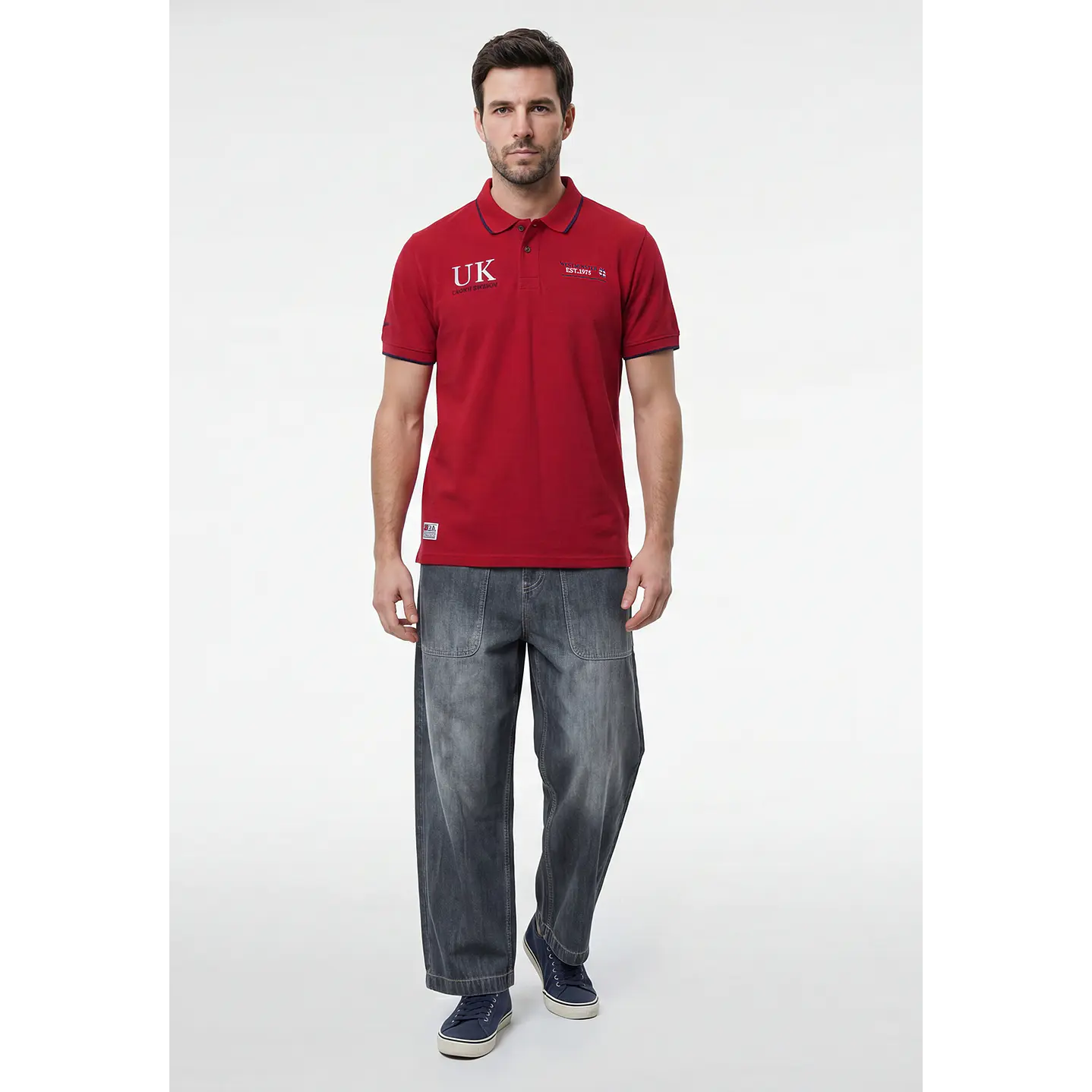 Polera Pique London Hombre Rojo 4