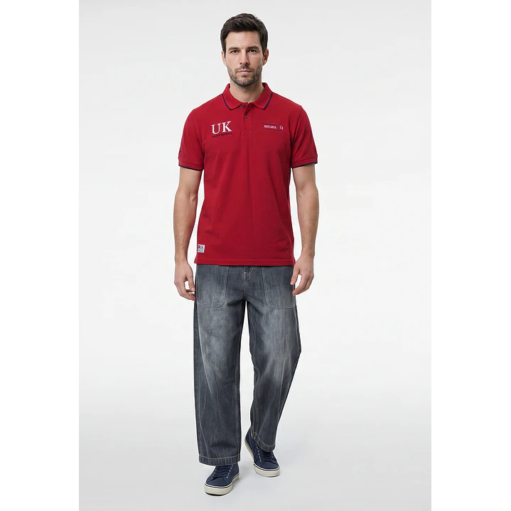 Polera Pique London Hombre Rojo 4