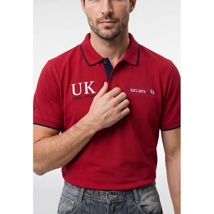 Polera Pique London Hombre Rojo 2