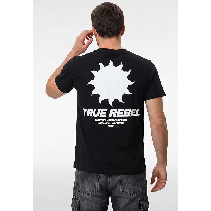 Polera Letras Relaxed Hombre Negro 3