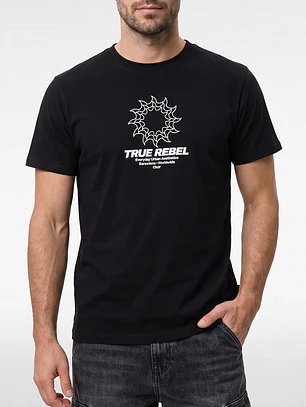 Polera Letras Relaxed Hombre Negro