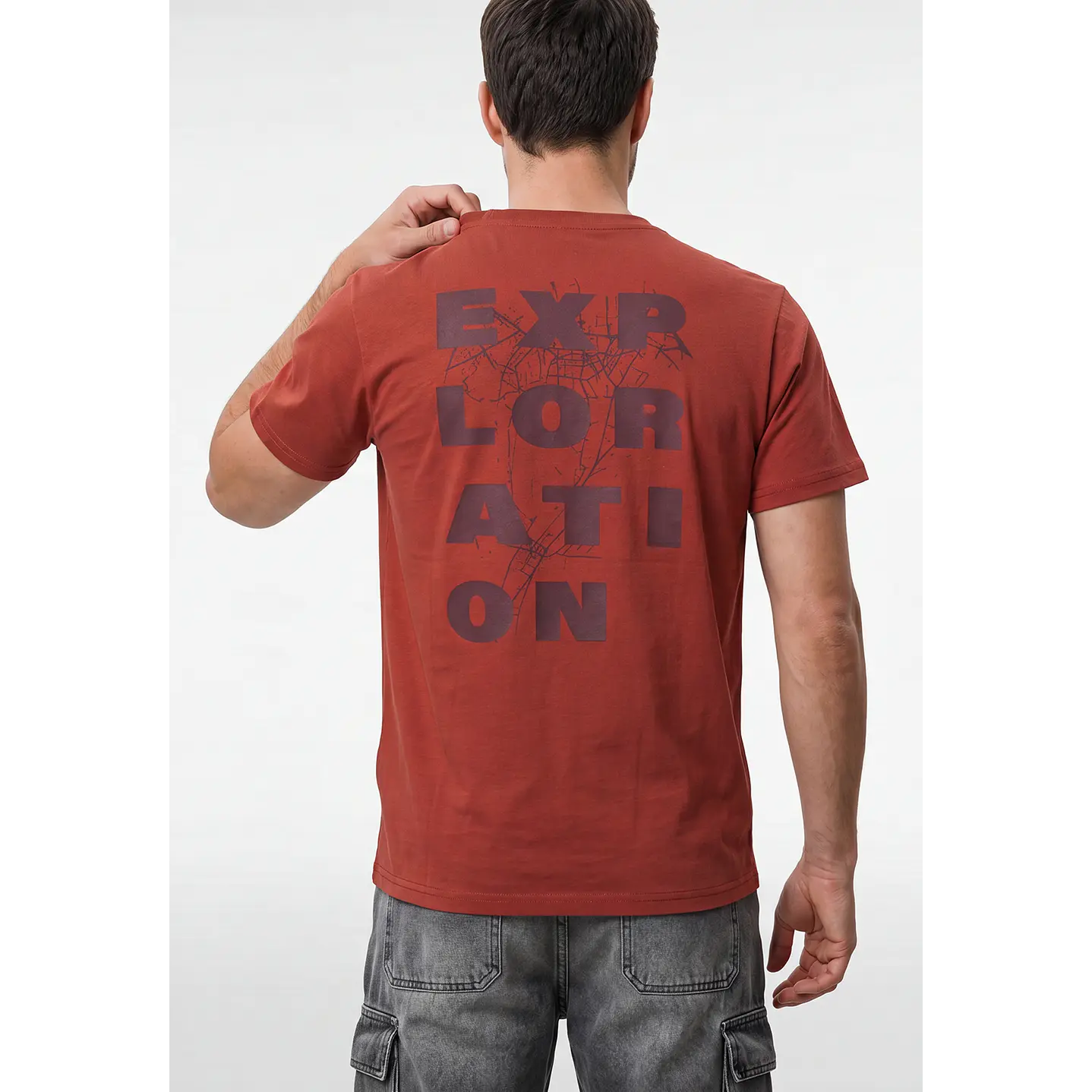 Polera Letras Relaxed Hombre Naranja 3