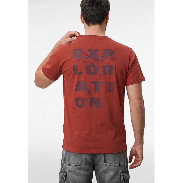Polera Letras Relaxed Hombre Naranja 3