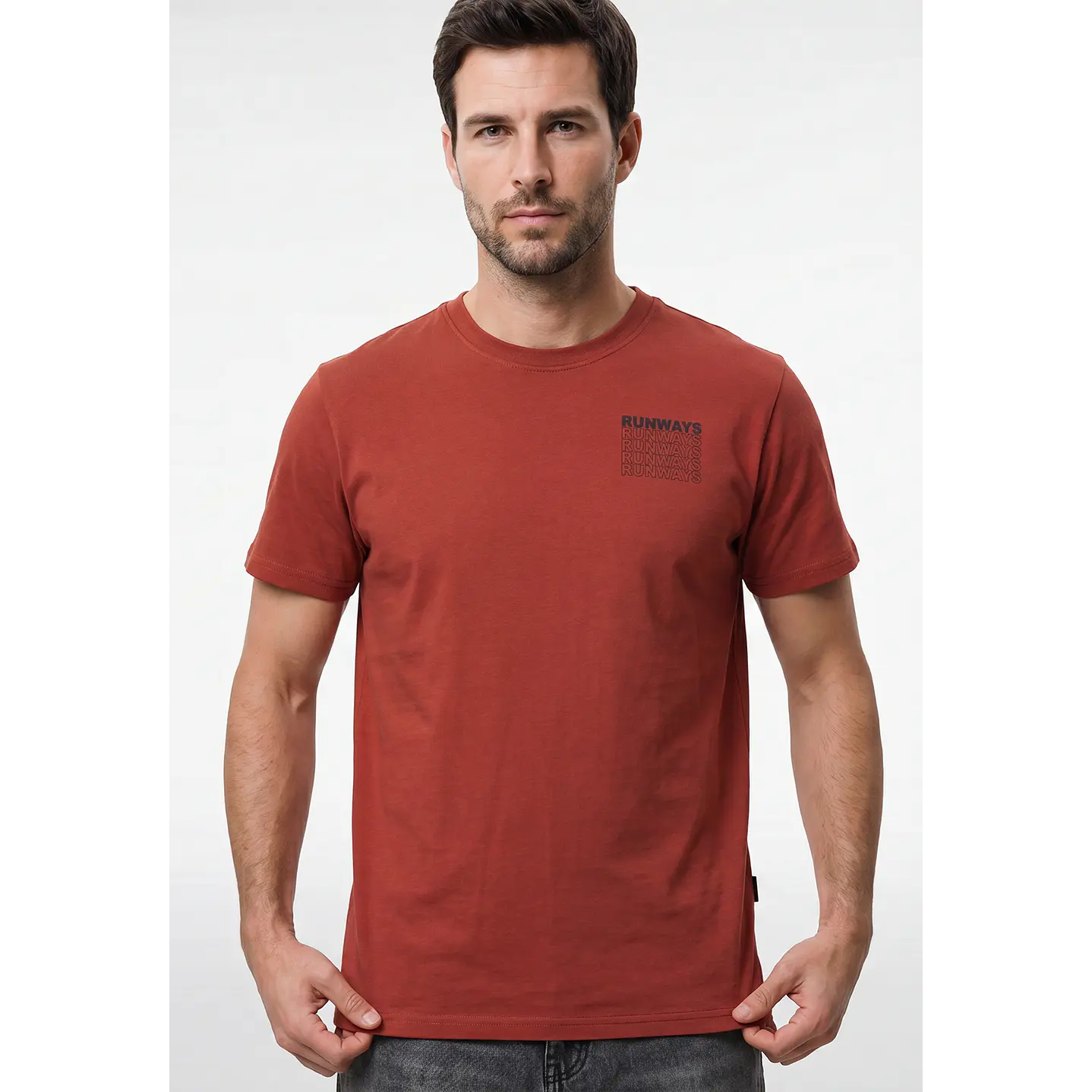 Polera Letras Relaxed Hombre Naranja 2