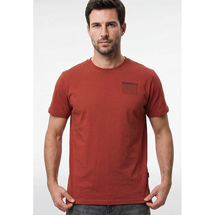 Polera Letras Relaxed Hombre Naranja 2